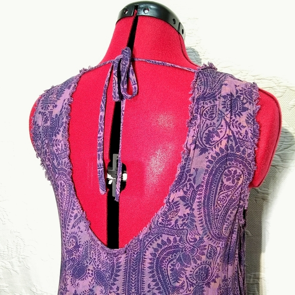 Ecote Small Purple Paisley Boho Soft Mini Dress - Picture 7 of 15